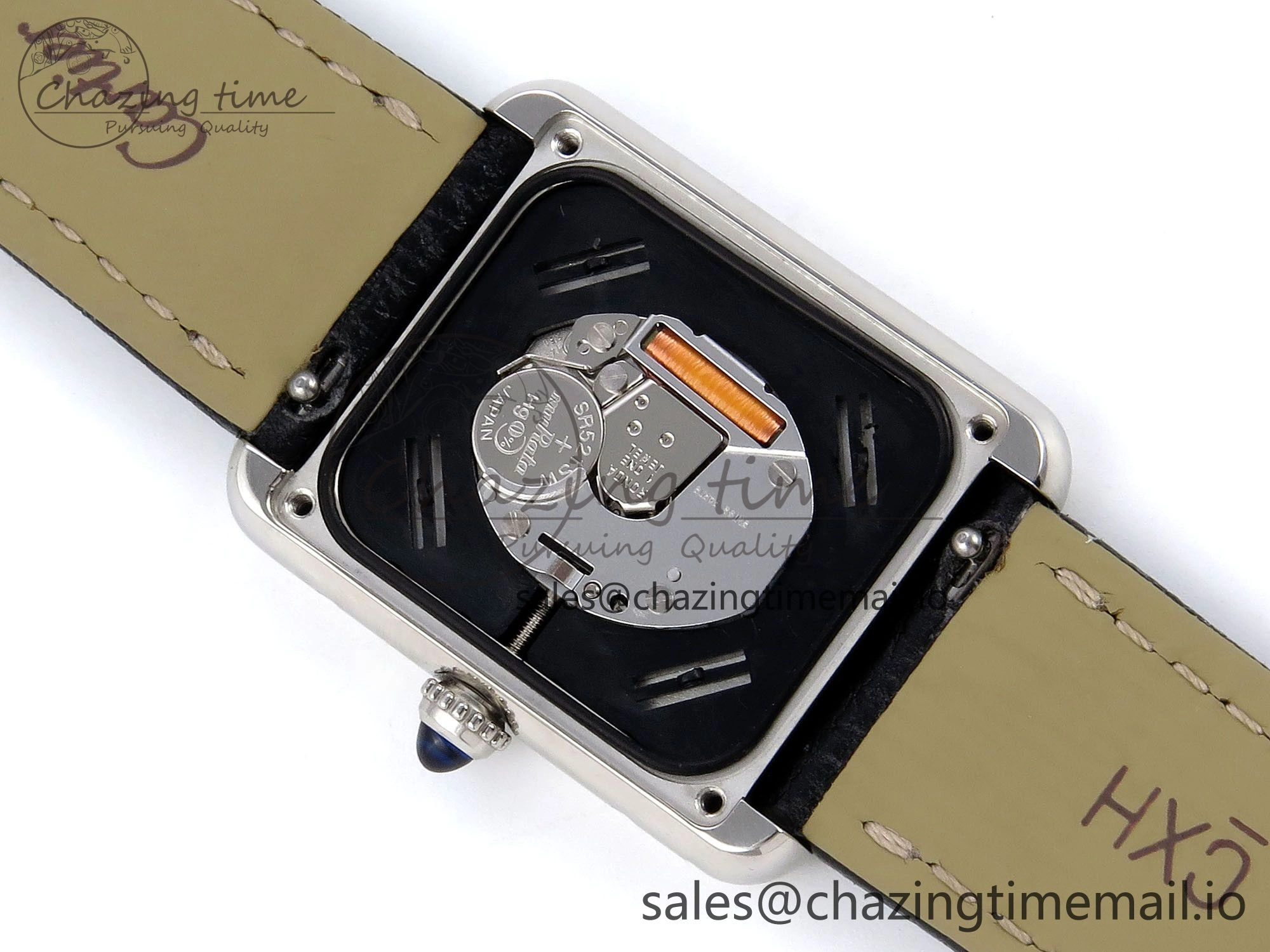 Tank Solo Ladies 25mm SS AF 1:1 Best Edition White Dial Diamonds Bezel on Black Leather Strap Ronda Quartz