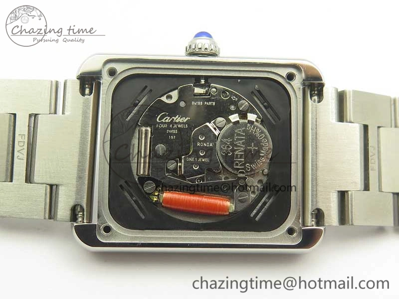 Tank Solo Ladies 25mm SS Diamond Bezel K11F 1:1 Best Edition White Dial on SS Bracelet Ronda Quartz