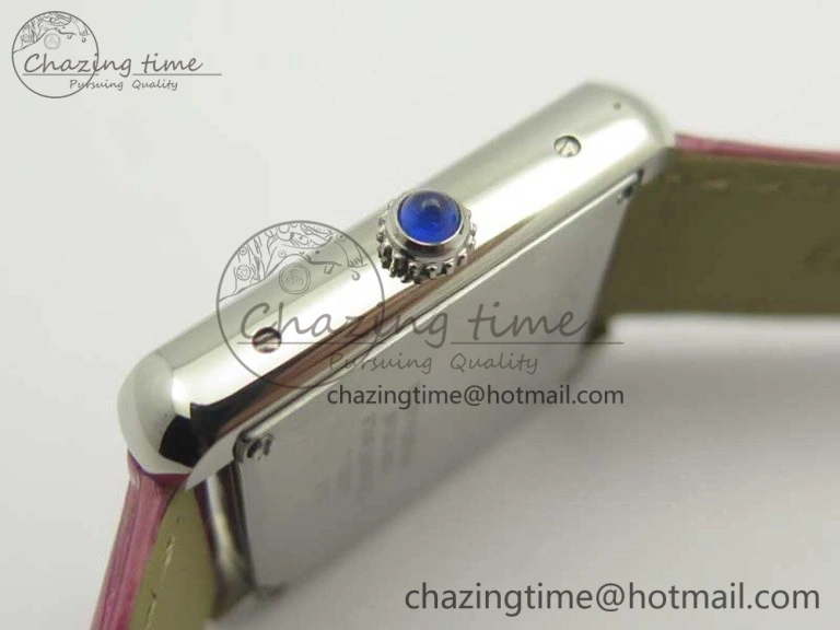 Tank Solo Ladies 25mm SS K11 1:1 Best Edition Pink Dial on Pink Leather Strap Ronda Quartz