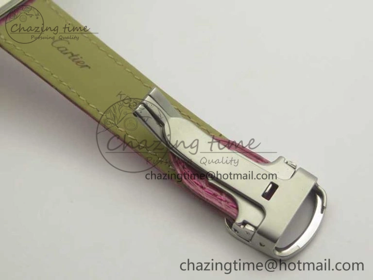 Tank Solo Ladies 25mm SS K11 1:1 Best Edition Pink Dial on Pink Leather Strap Ronda Quartz