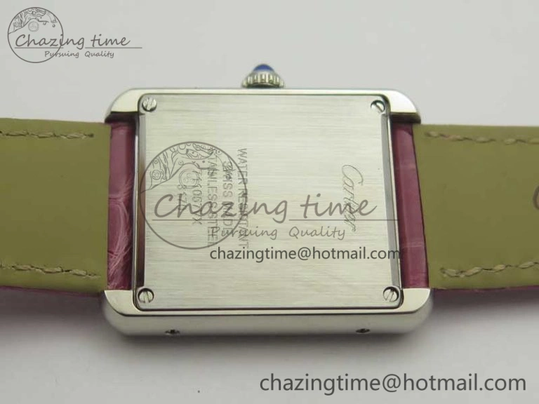 Tank Solo Ladies 25mm SS K11 1:1 Best Edition Pink Dial on Pink Leather Strap Ronda Quartz