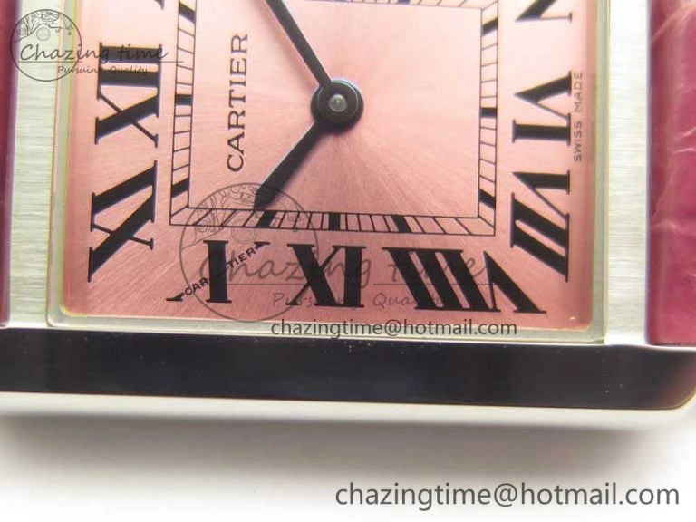 Tank Solo Ladies 25mm SS K11 1:1 Best Edition Pink Dial on Pink Leather Strap Ronda Quartz
