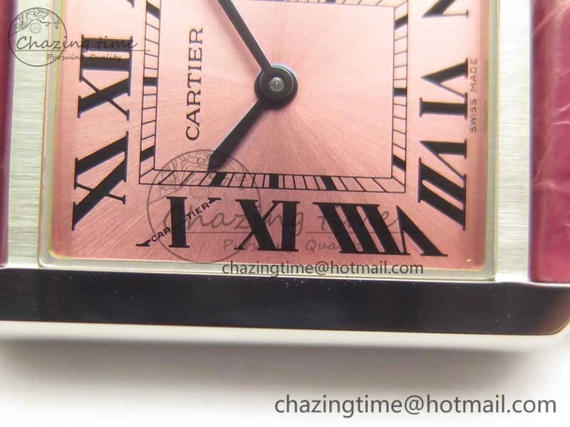 Tank Solo Ladies 25mm SS K11 1:1 Best Edition Pink Dial on Pink Leather Strap Ronda Quartz