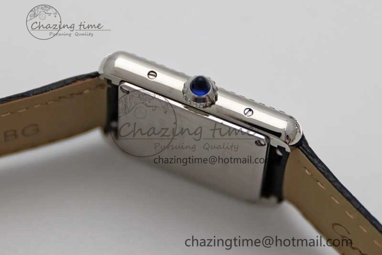 Tank Solo Ladies 25mm SS K11F 1:1 Best Edition White Dial Diamonds Bezel on Black Leather Strap Ronda Quartz