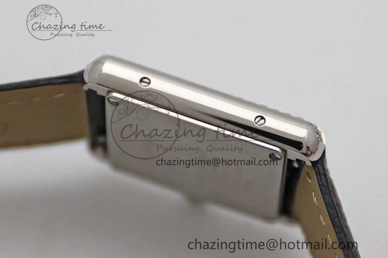 Tank Solo Ladies 25mm SS K11F 1:1 Best Edition White Dial Diamonds Bezel on Black Leather Strap Ronda Quartz