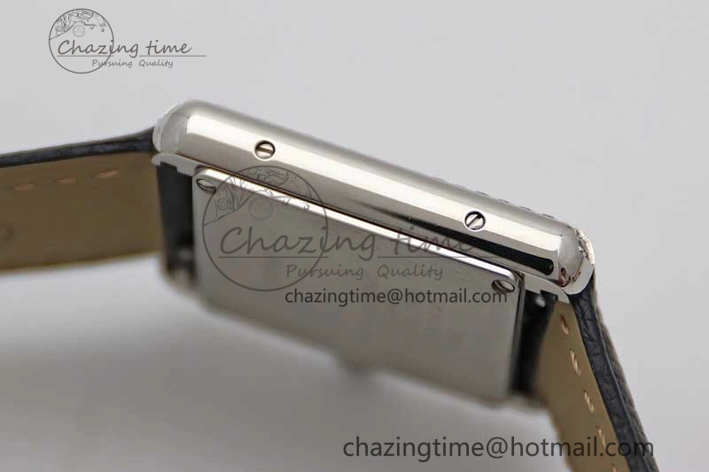 Tank Solo Ladies 25mm SS K11F 1:1 Best Edition White Dial Diamonds Bezel on Black Leather Strap Ronda Quartz