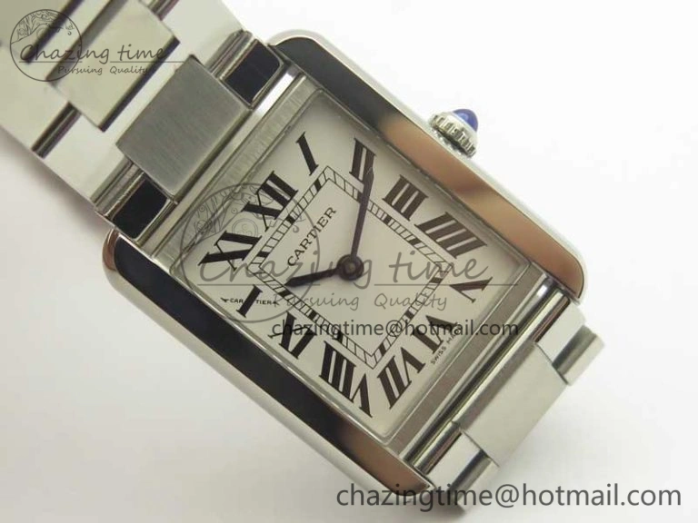 Tank Solo Ladies 25mm SS K11F 1:1 Best Edition White Dial on SS Bracelet Ronda Quartz
