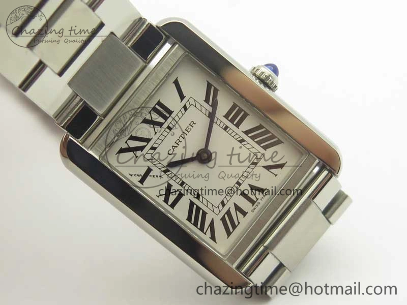 Tank Solo Ladies 25mm SS K11F 1:1 Best Edition White Dial on SS Bracelet Ronda Quartz