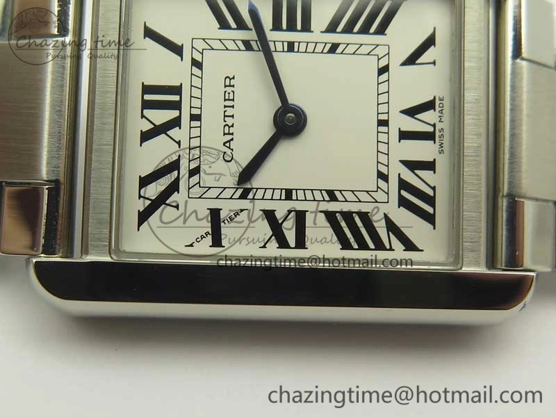 Tank Solo Ladies 25mm SS K11F 1:1 Best Edition White Dial on SS Bracelet Ronda Quartz