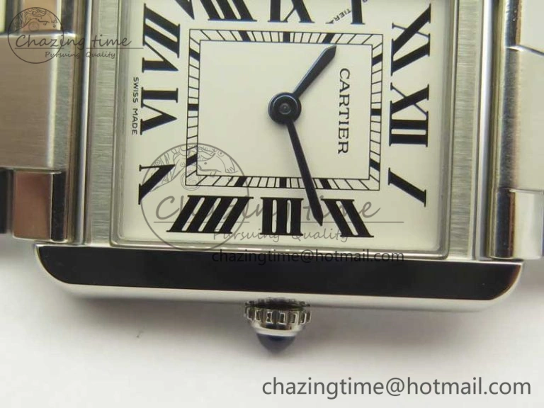 Tank Solo Ladies 25mm SS K11F 1:1 Best Edition White Dial on SS Bracelet Ronda Quartz