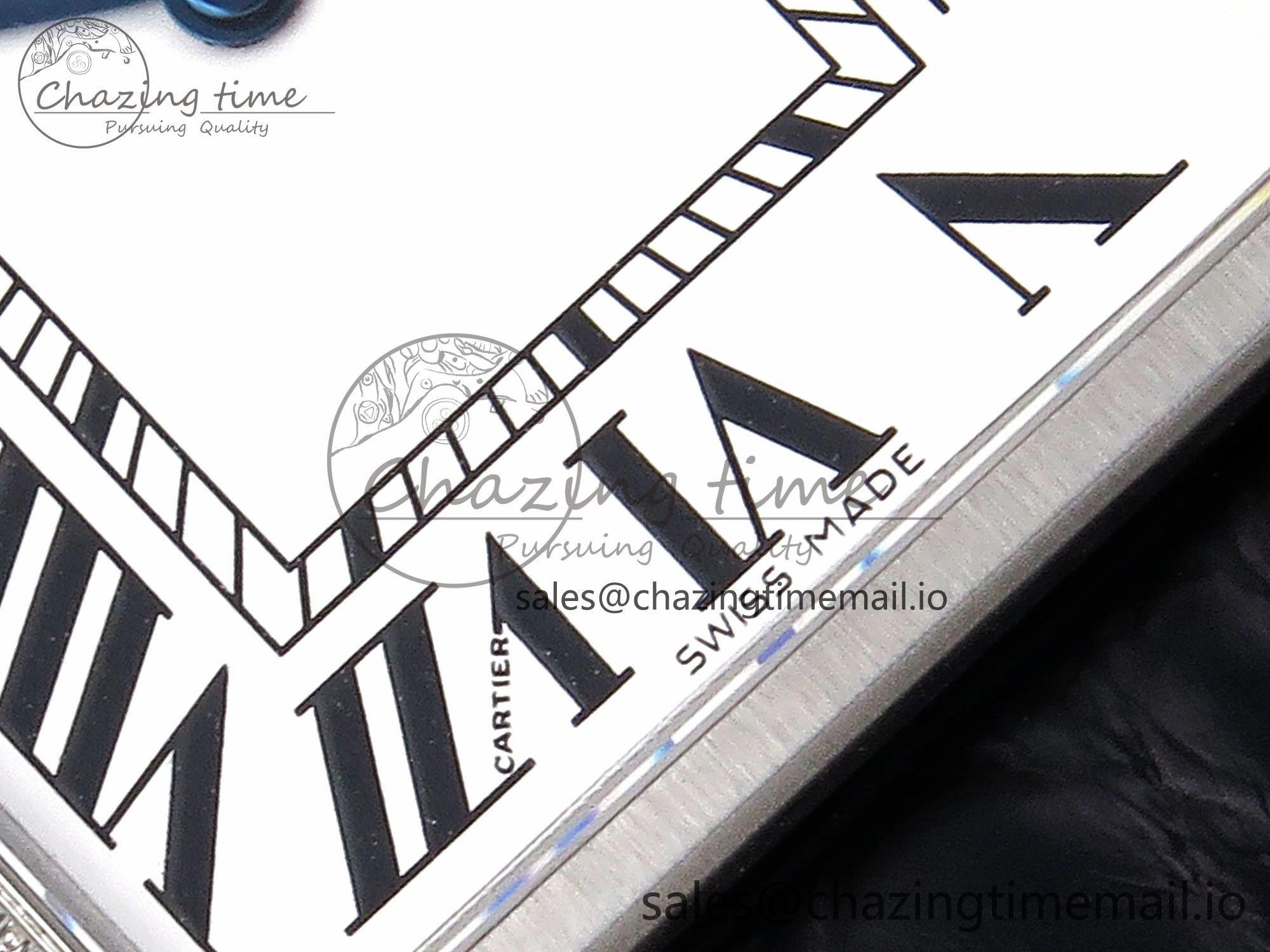 Tank Solo Ladies 28mm SS AF 1:1 Best Edition White Dial Diamonds Bezel on Black Croco Strap Ronda Quartz