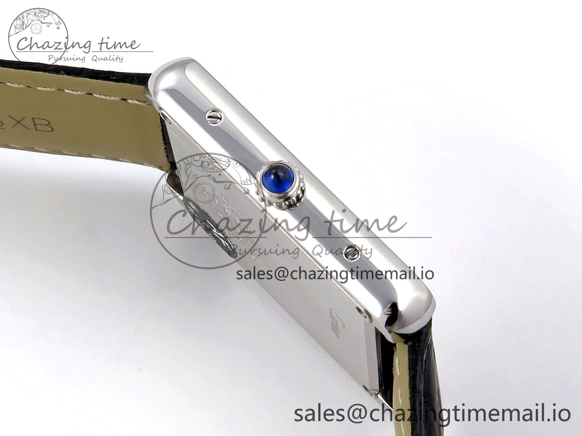 Tank Solo Ladies 28mm SS AF 1:1 Best Edition White Dial Diamonds Bezel on Black Croco Strap Ronda Quartz