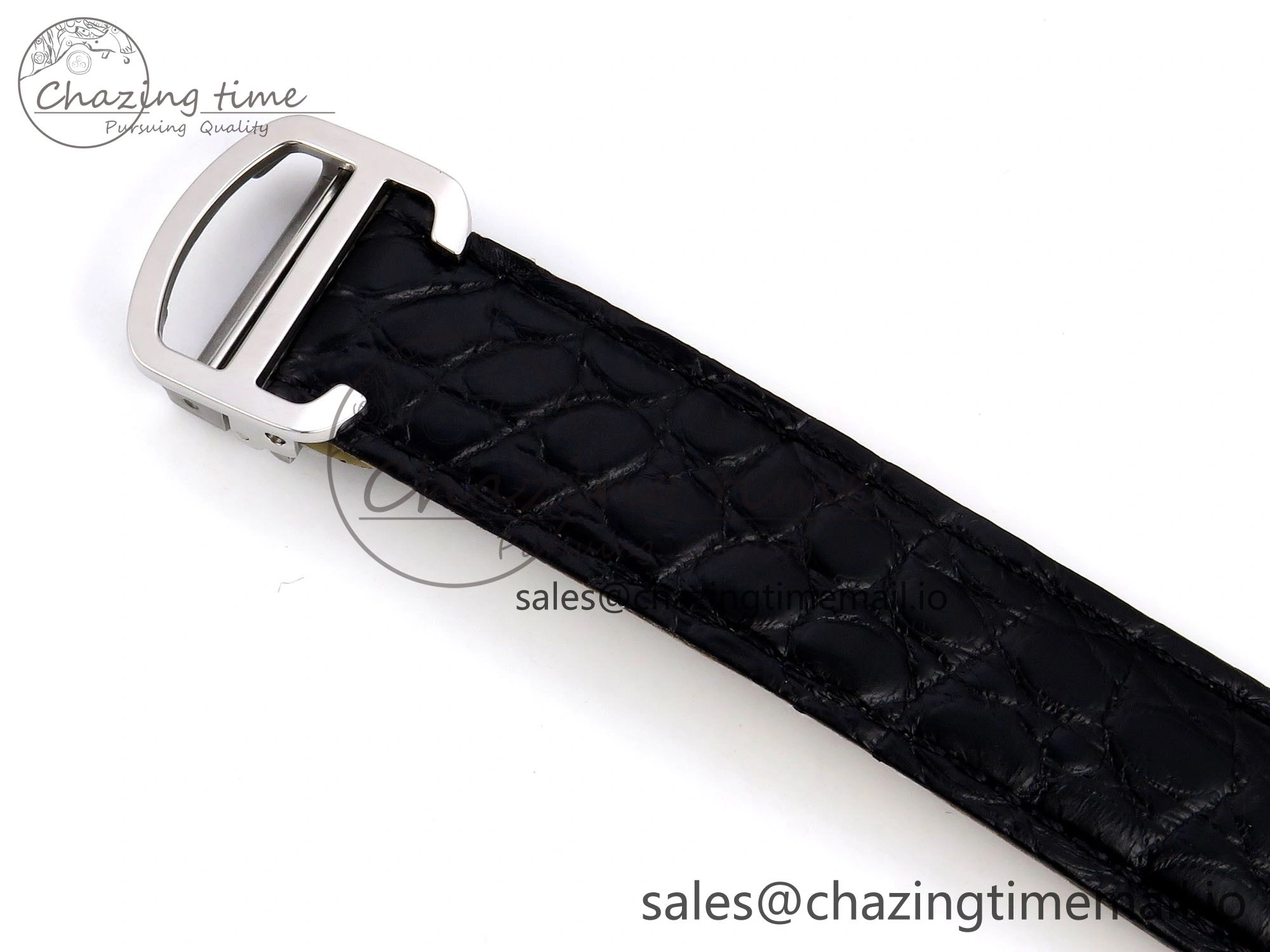 Tank Solo Ladies 28mm SS AF 1:1 Best Edition White Dial Diamonds Bezel on Black Croco Strap Ronda Quartz