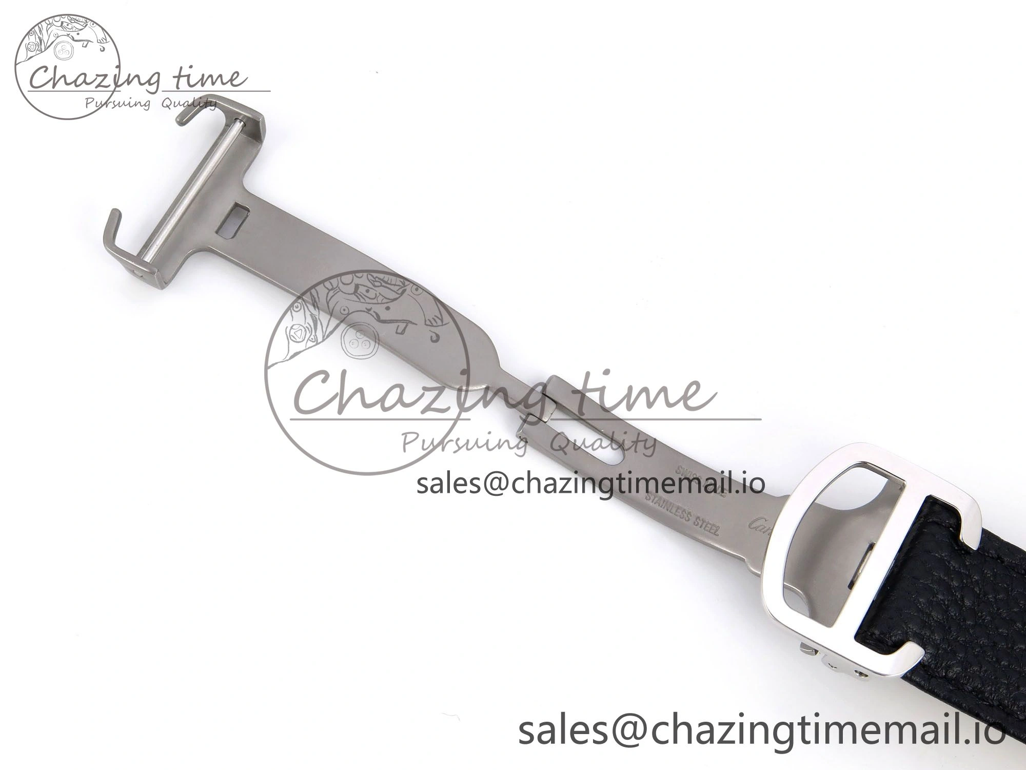 Tank Solo Ladies 28mm SS AF 1:1 Best Edition White Dial Diamonds Bezel on Black Leather Strap Ronda Quartz