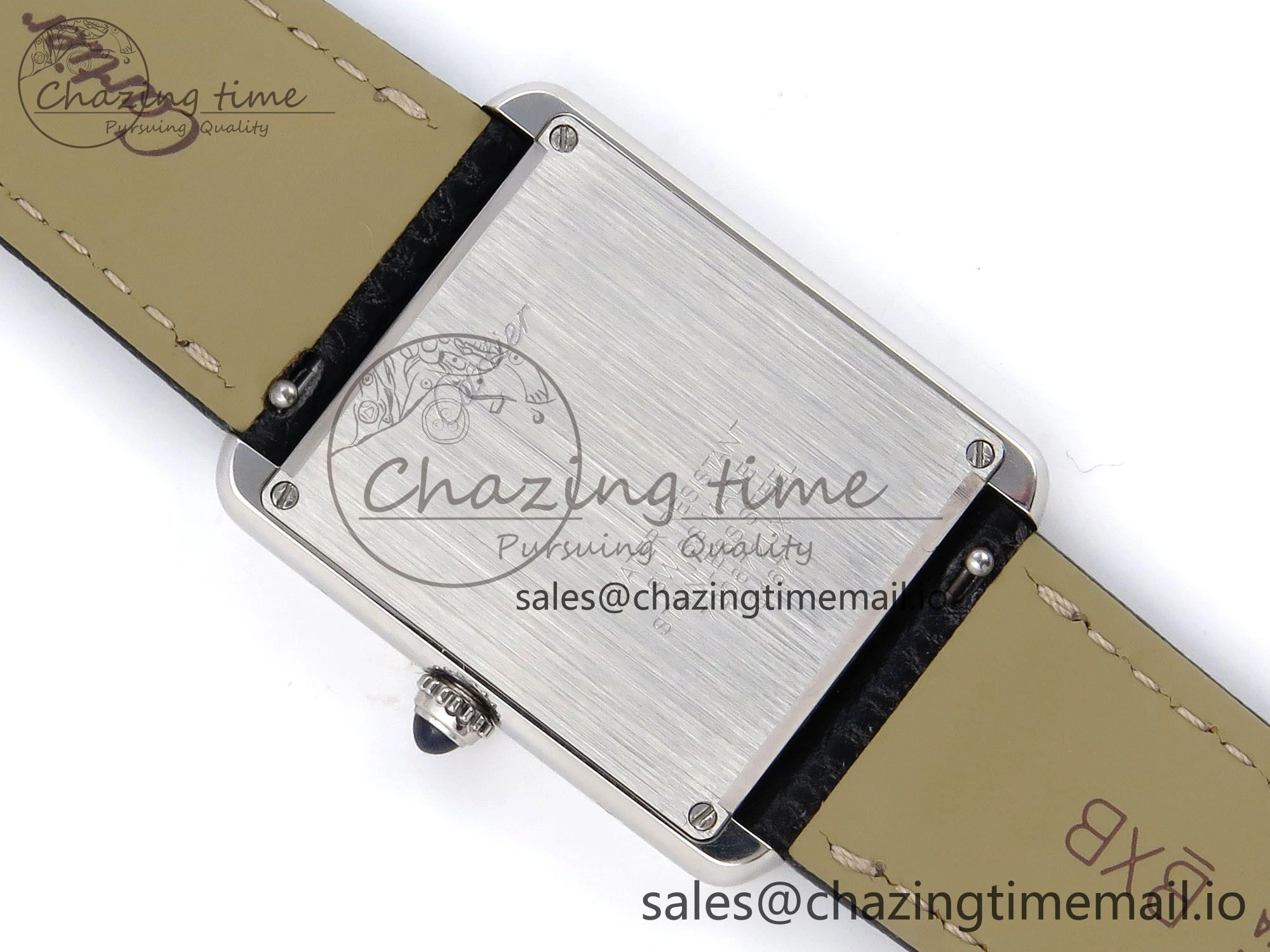 Tank Solo Ladies 28mm SS AF 1:1 Best Edition White Dial Diamonds Bezel on Black Leather Strap Ronda Quartz