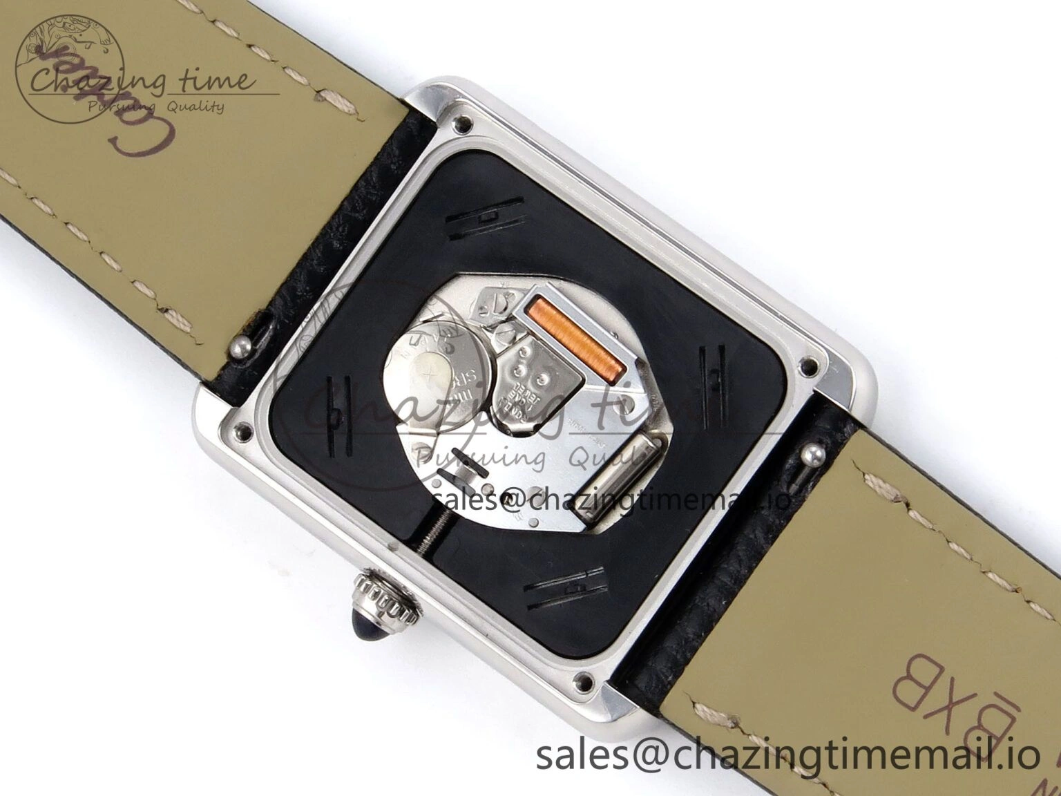 Tank Solo Ladies 28mm SS AF 1:1 Best Edition White Dial Diamonds Bezel on Black Leather Strap Ronda Quartz