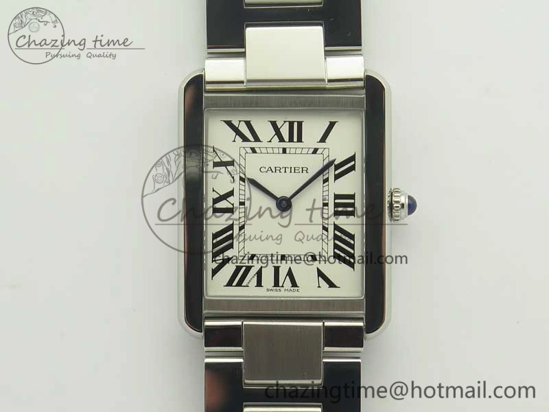 Tank Solo Ladies 28mm SS K11F 1:1 Best Edition White Dial on SS Bracelet Ronda Quartz