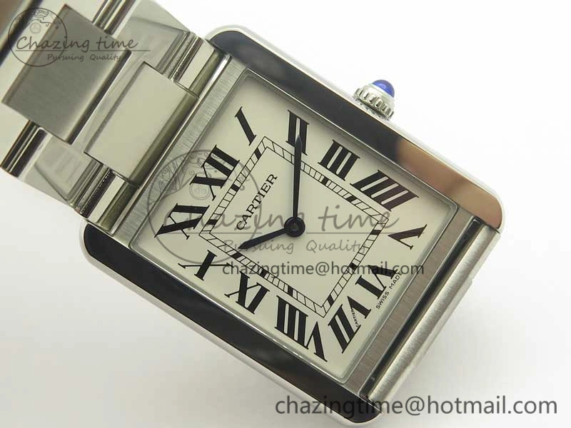 Tank Solo Ladies 28mm SS K11F 1:1 Best Edition White Dial on SS Bracelet Ronda Quartz