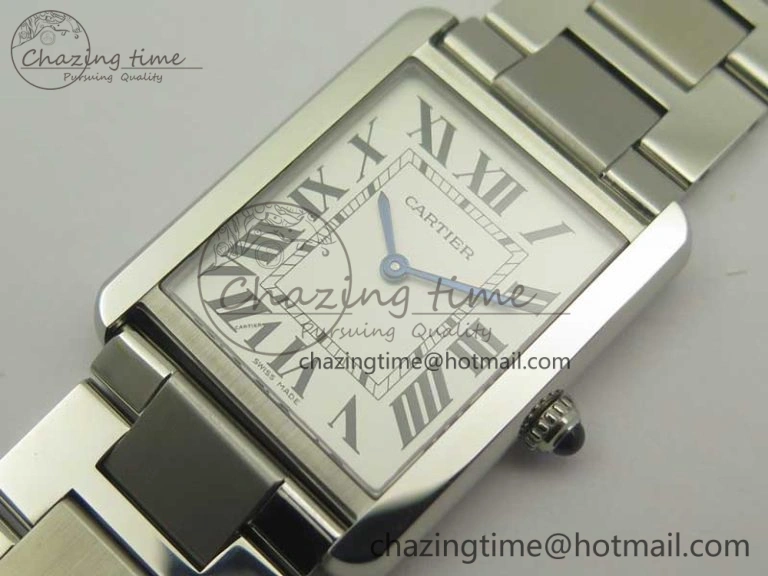 Tank Solo Ladies 28mm SS K11F 1:1 Best Edition White Dial on SS Bracelet Ronda Quartz