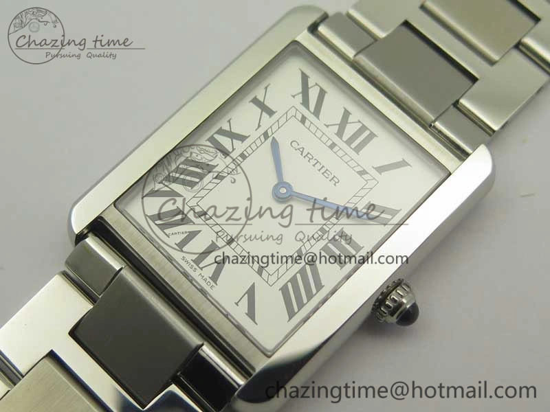 Tank Solo Ladies 28mm SS K11F 1:1 Best Edition White Dial on SS Bracelet Ronda Quartz