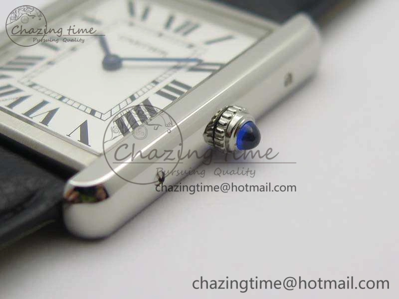 Tank Solo Ladies 28mm SS ZF 1:1 Best Edition White Dial On Leather Strap Ronda Quartz