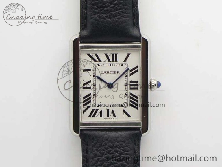 Tank Solo Ladies 28mm SS ZF 1:1 Best Edition White Dial On Leather Strap Ronda Quartz