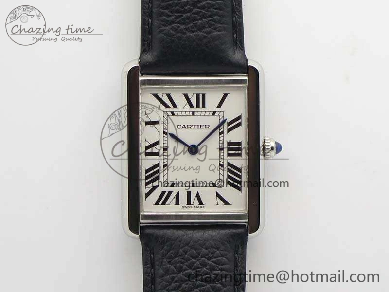 Tank Solo Ladies 28mm SS ZF 1:1 Best Edition White Dial On Leather Strap Ronda Quartz