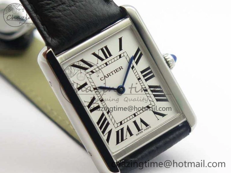 Tank Solo Ladies 28mm SS ZF 1:1 Best Edition White Dial On Leather Strap Ronda Quartz
