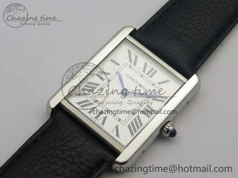 Tank Solo Ladies 28mm SS ZF 1:1 Best Edition White Dial On Leather Strap Ronda Quartz