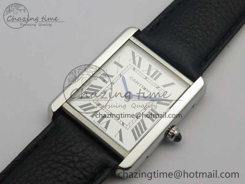Tank Solo Ladies 28mm SS ZF 1:1 Best Edition White Dial On Leather Strap Ronda Quartz