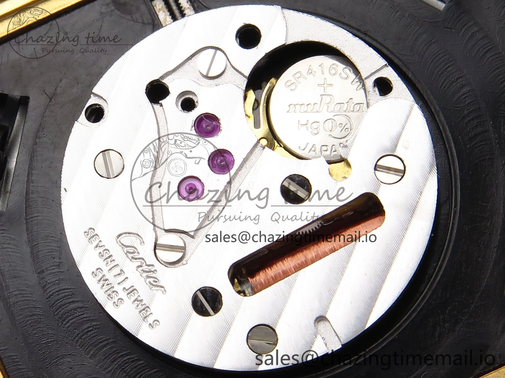 Tank Solo YG AF 1:1 Best Edition White Dial Diamonds Bezel on Black Leather Strap Ronda Quartz