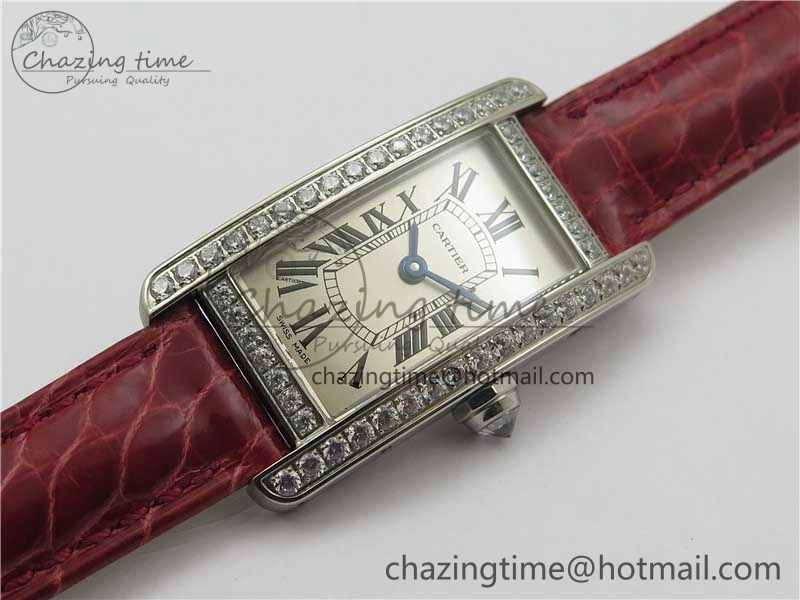 Tank WJTA0029 29mm 8848F Crystal Bezel SS Silver Dial on Pink Croco Strap Ronda Quartz