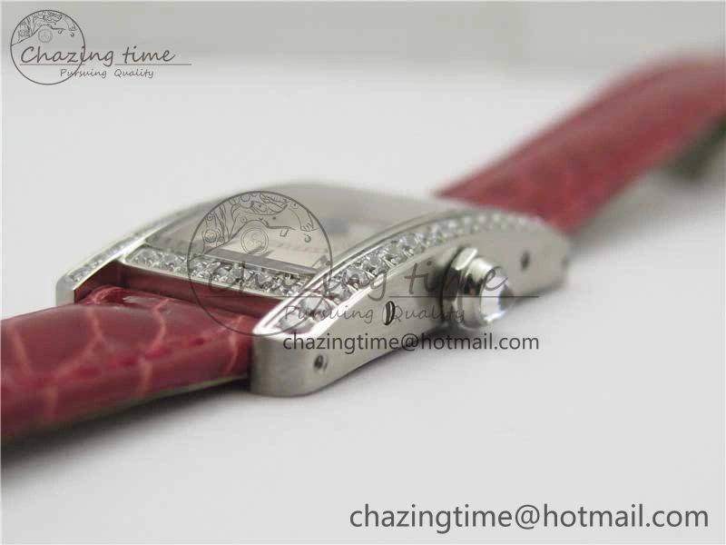 Tank WJTA0029 29mm 8848F Crystal Bezel SS Silver Dial on Pink Croco Strap Ronda Quartz