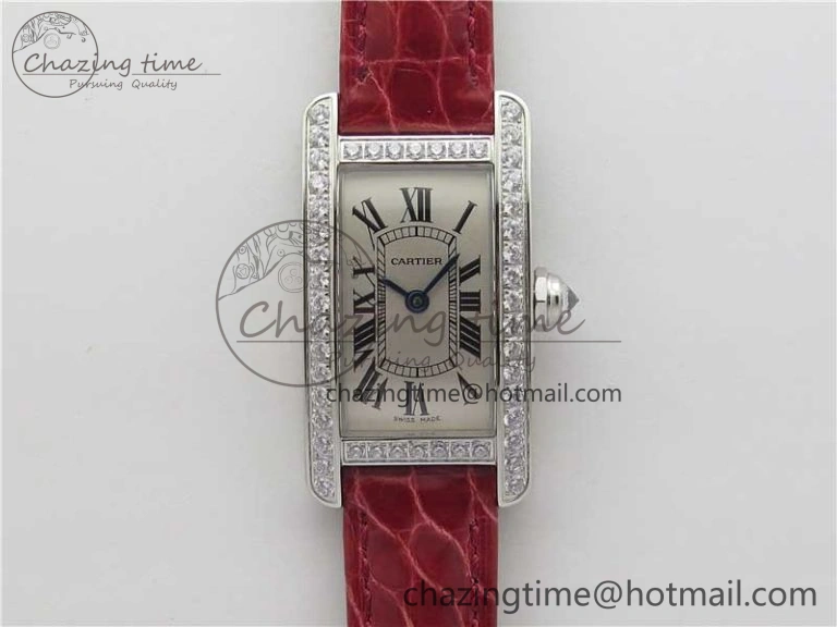 Tank WJTA0029 29mm 8848F Crystal Bezel SS Silver Dial on Pink Croco Strap Ronda Quartz