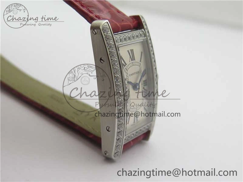 Tank WJTA0029 29mm 8848F Crystal Bezel SS Silver Dial on Pink Croco Strap Ronda Quartz