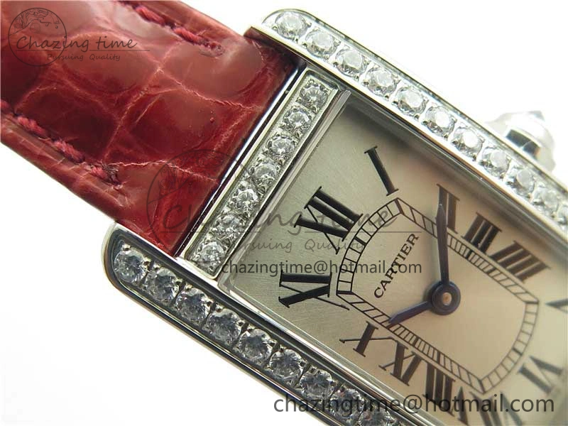 Tank WJTA0029 29mm 8848F Crystal Bezel SS Silver Dial on Pink Croco Strap Ronda Quartz