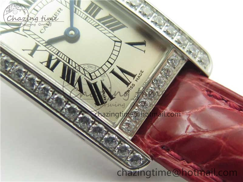 Tank WJTA0029 29mm 8848F Crystal Bezel SS Silver Dial on Pink Croco Strap Ronda Quartz