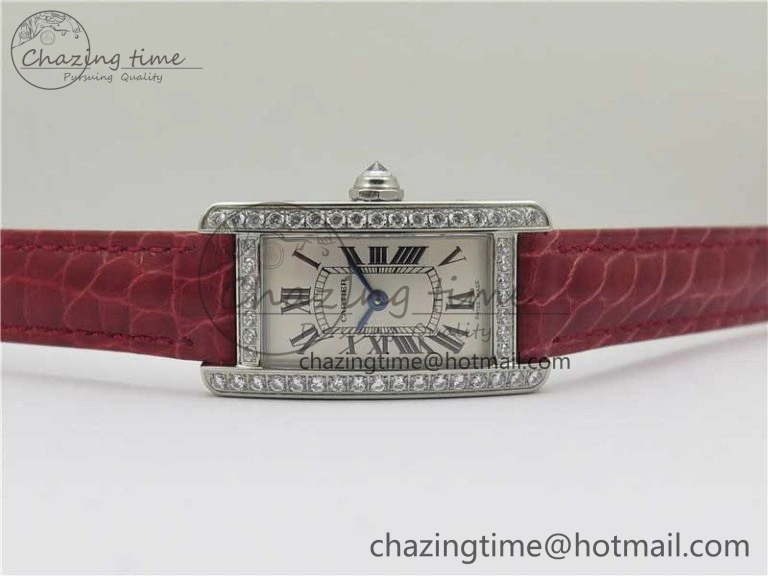 Tank WJTA0029 29mm 8848F Crystal Bezel SS Silver Dial on Pink Croco Strap Ronda Quartz