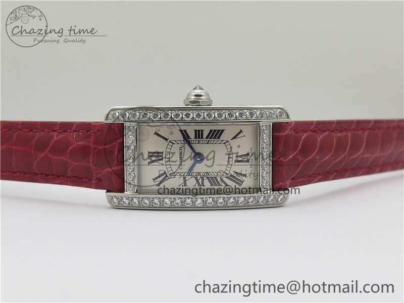 Tank WJTA0029 29mm 8848F Crystal Bezel SS Silver Dial on Pink Croco Strap Ronda Quartz