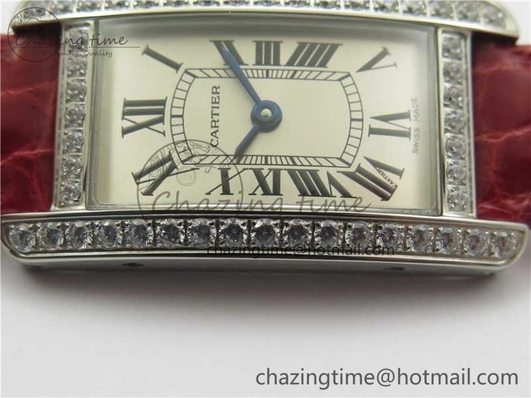 Tank WJTA0029 29mm 8848F Crystal Bezel SS Silver Dial on Pink Croco Strap Ronda Quartz