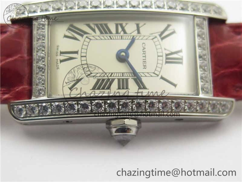Tank WJTA0029 29mm 8848F Crystal Bezel SS Silver Dial on Pink Croco Strap Ronda Quartz
