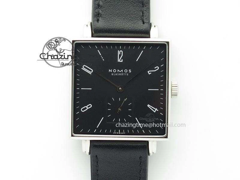 Tetra SS Black Dial On Black Leather Strap A2813