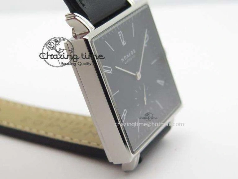 Tetra SS Black Dial On Black Leather Strap A2813