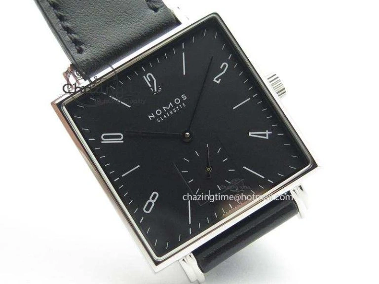 Tetra SS Black Dial On Black Leather Strap A2813
