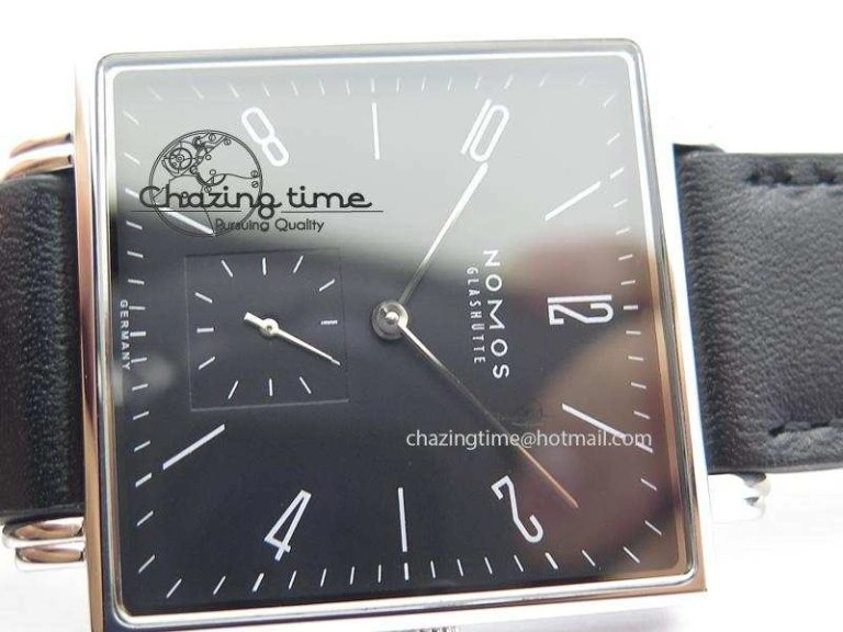 Tetra SS Black Dial On Black Leather Strap A2813