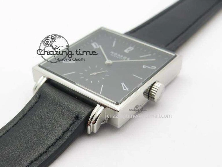 Tetra SS Black Dial On Black Leather Strap A2813
