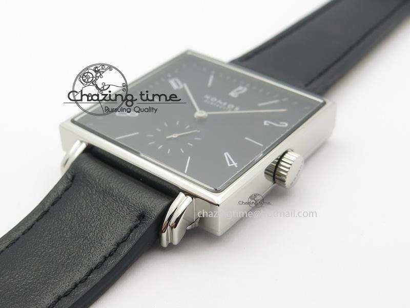 Tetra SS Black Dial On Black Leather Strap A2813
