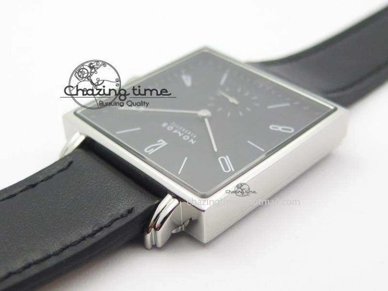 Tetra SS Black Dial On Black Leather Strap A2813