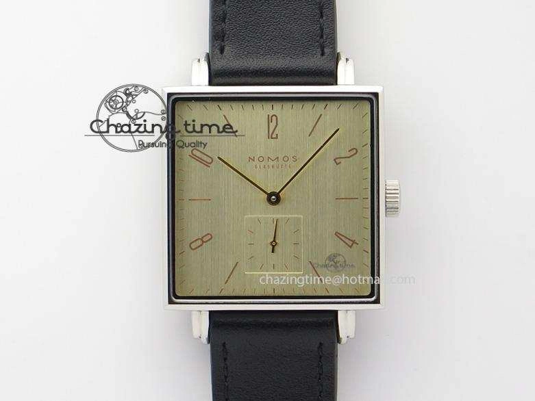 Tetra SS Gold Dial On Black Leather Strap A2813