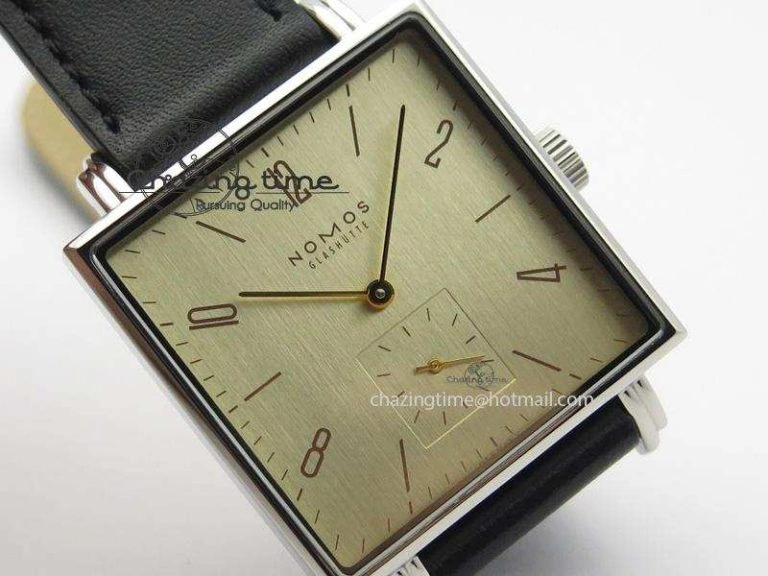 Tetra SS Gold Dial On Black Leather Strap A2813